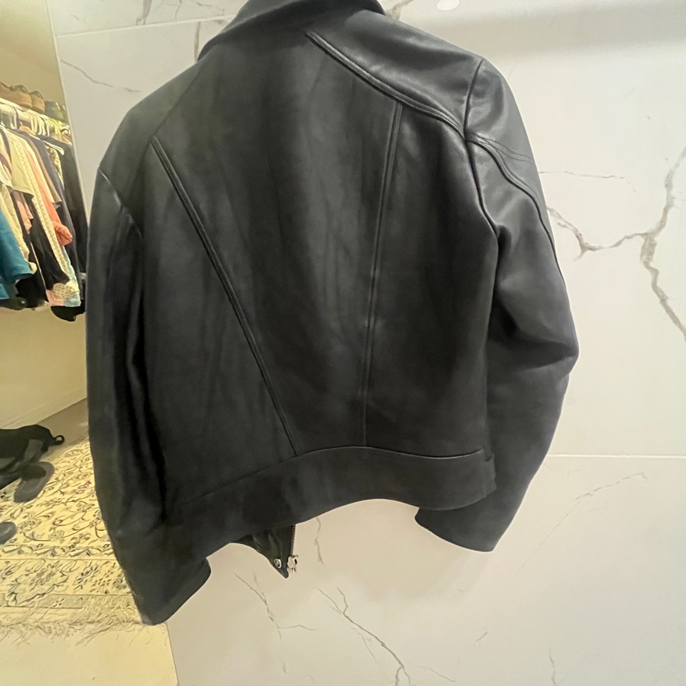 Rare mint condition blue Sandro leather jacket size small